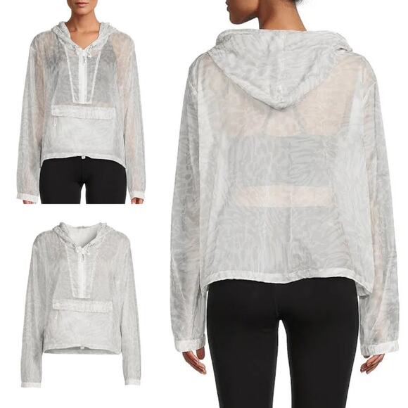 GOOD AMERICAN Icy Leopard Print Wind Breaker Jacket Athleisure Animal - Picture 13 of 13